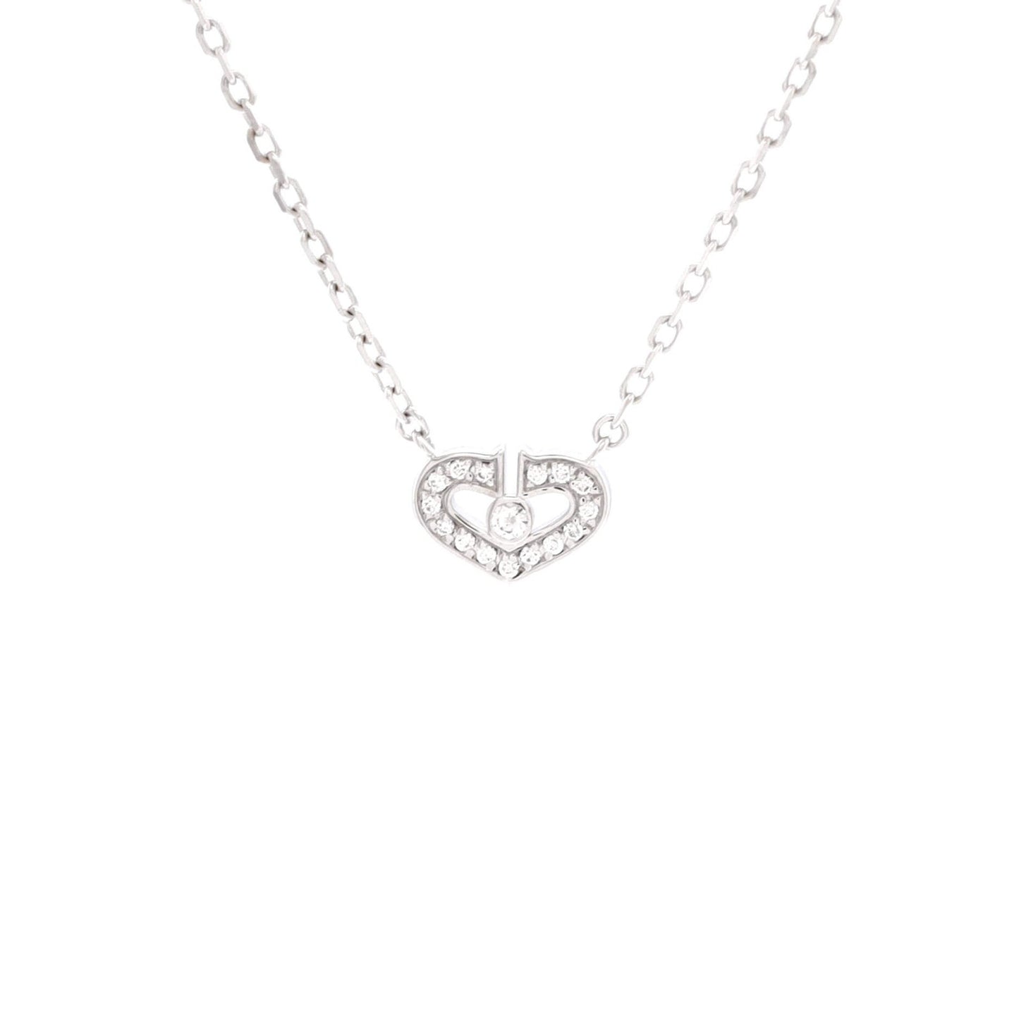 Cartier C Heart De Cartier Pendant Necklace 18K White Gold With Diamonds