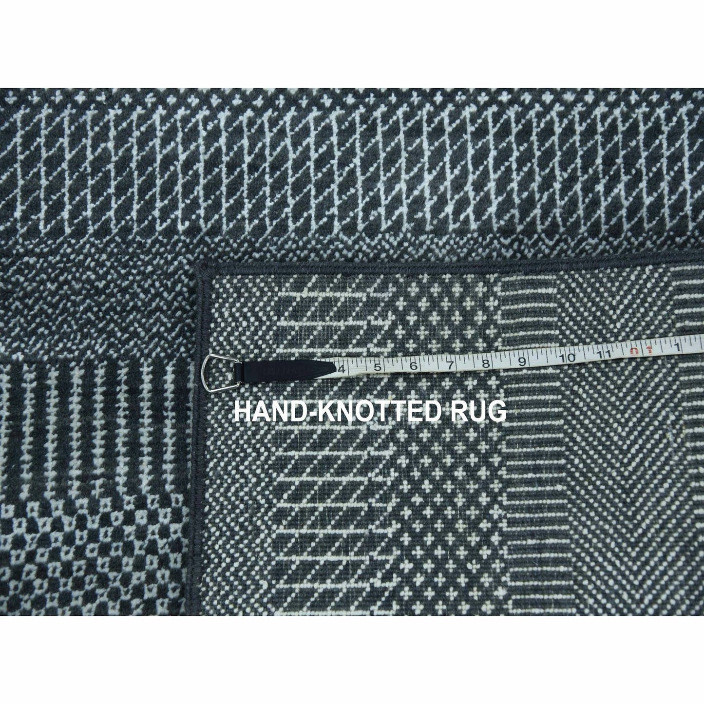 3'3"X5' Gray Wool And Silk Hand Knotted Modern Grass Design Gabbeh Rug