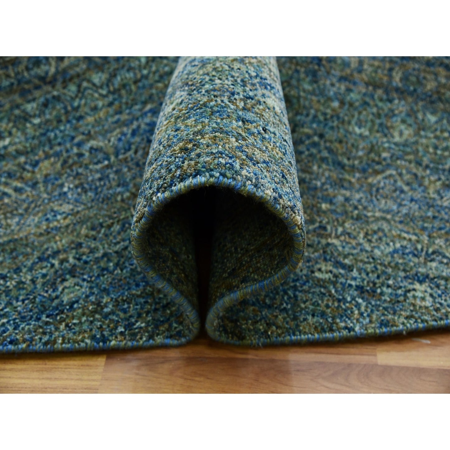 8'X8' Green Hand Knotted Kohinoor Herrita 100% Wool Round Oriental Rug