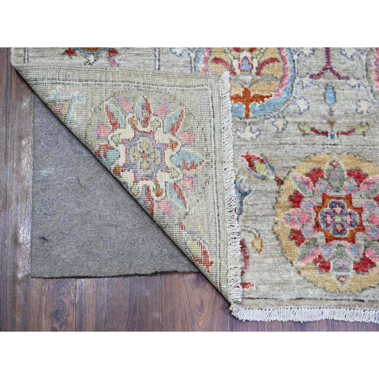 4'X5'10" Tan Color, Pure Wool, Hand Knotted Finer Peshawar Oriental Rug