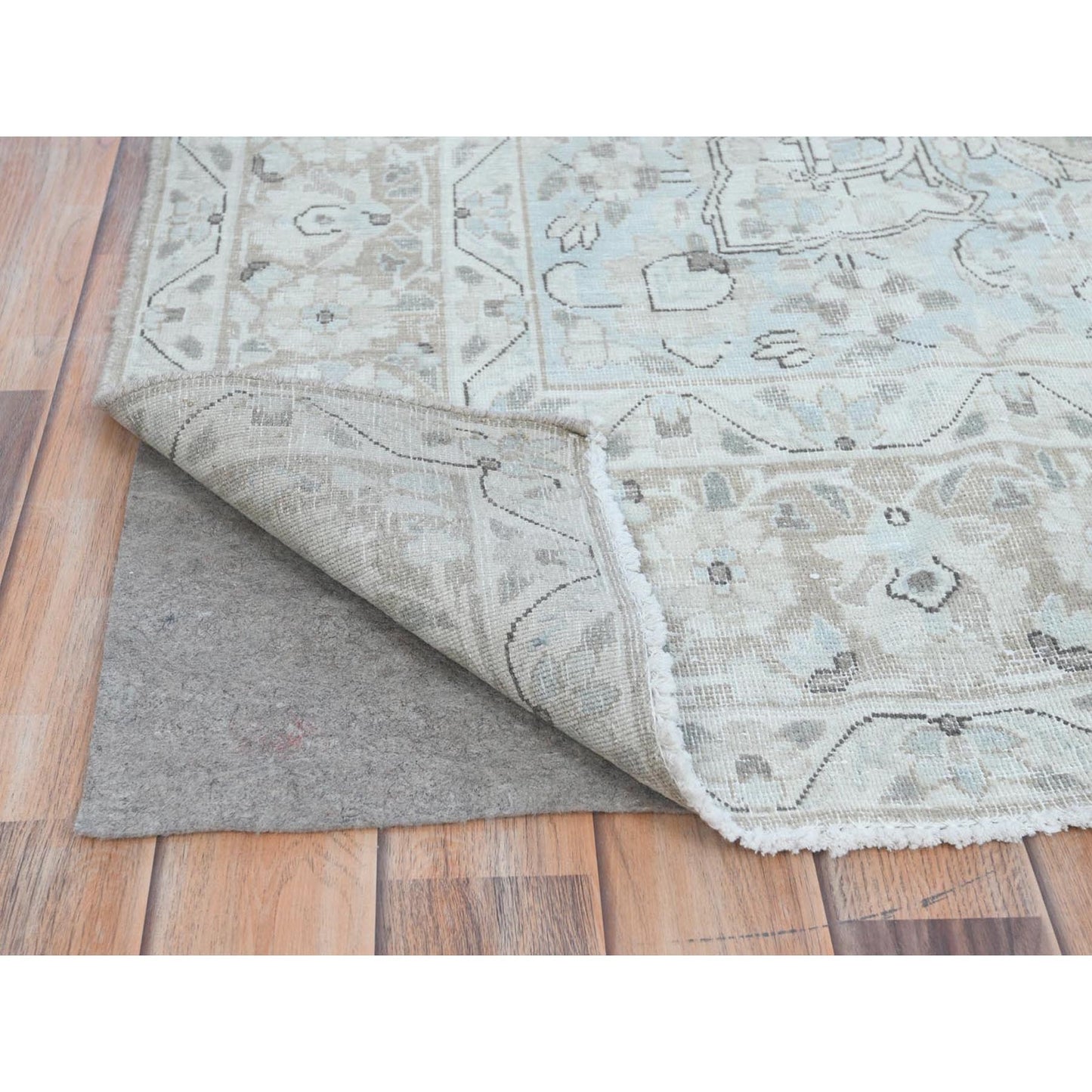 7'6"X10'10" Old Farsian Hand Knotted Wool Shabby Chic Distressed Look Rug