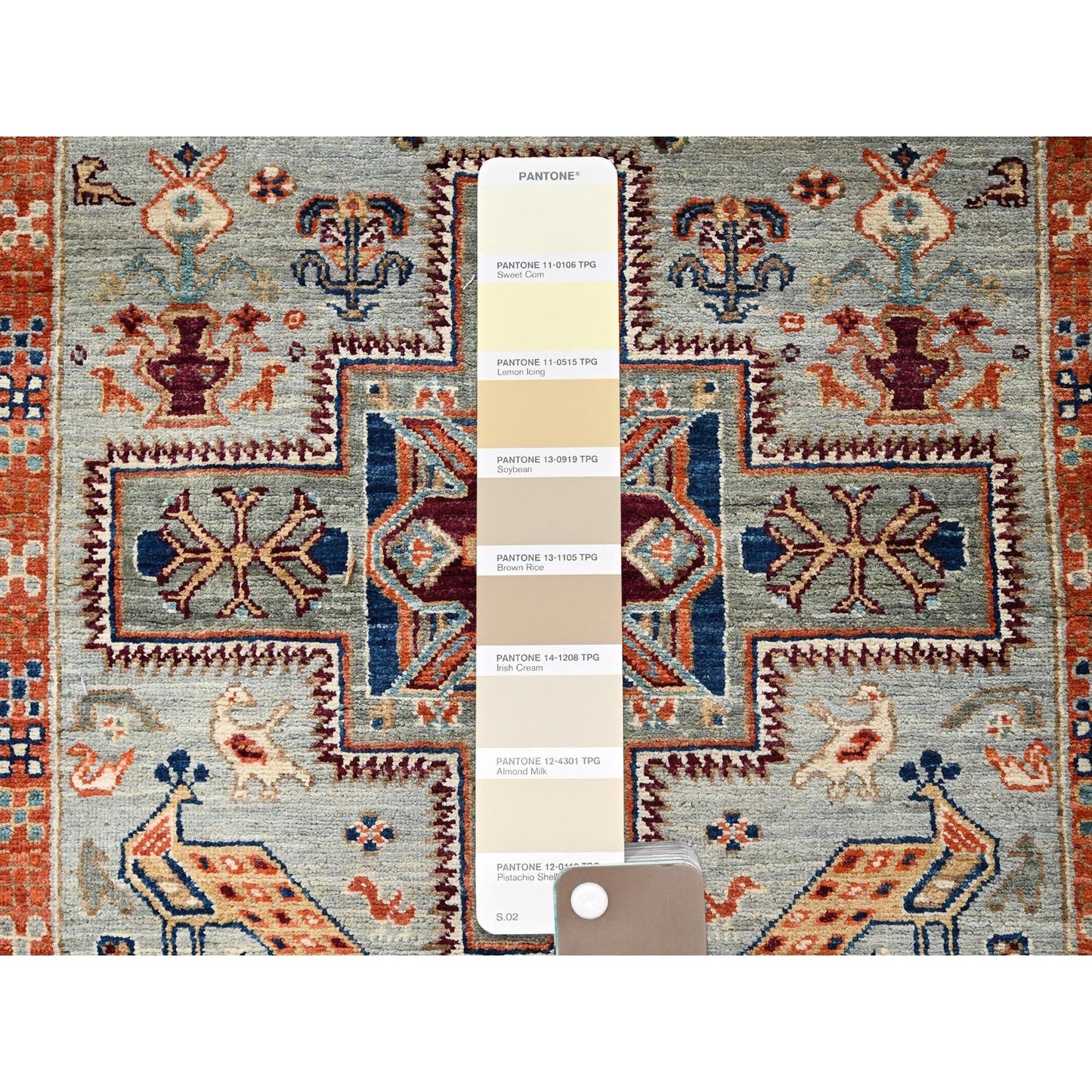2'8"X11'3" Gray Caucasian Design Super Fine Wool Hand Knotted Runner Rug