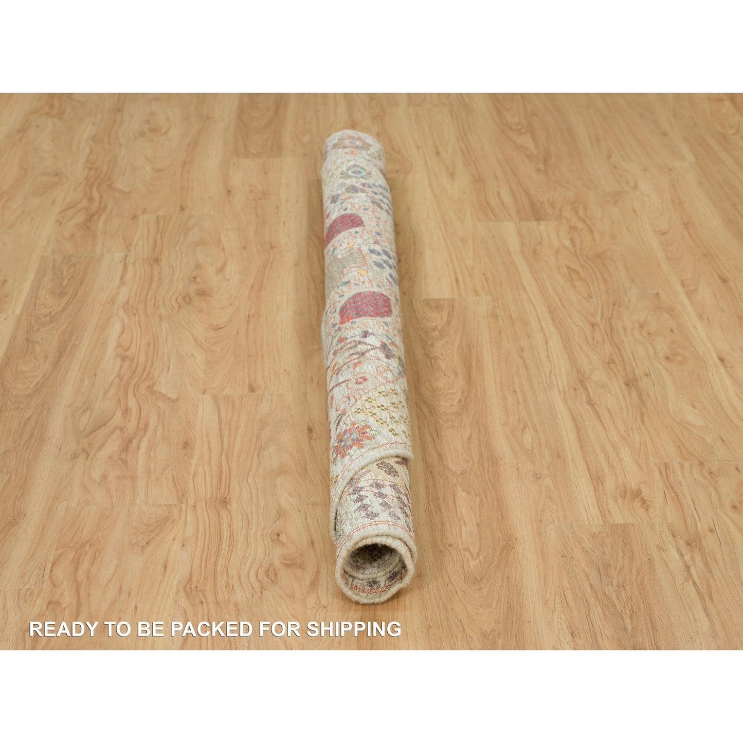 6'X6' Porcelain White Silk And Wool Hand Knotted Tebraz Vase Round Rug