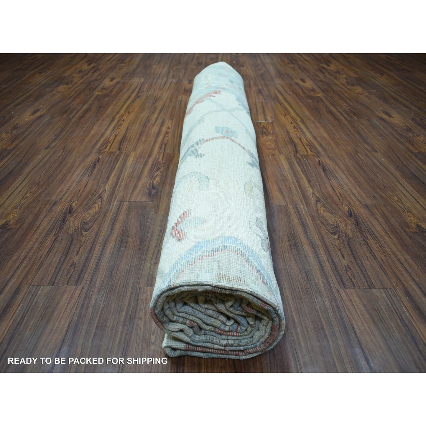 12'4"X15'3" Ivory, Afghan Angora Oushak, Wool Hand Knotted, Oversized Rug