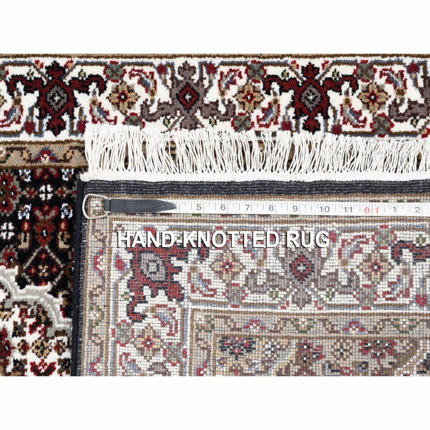 2'7"X10' Hand Knotted Fish Design Tebraz Mahi Wool And Silk Runner Rug
