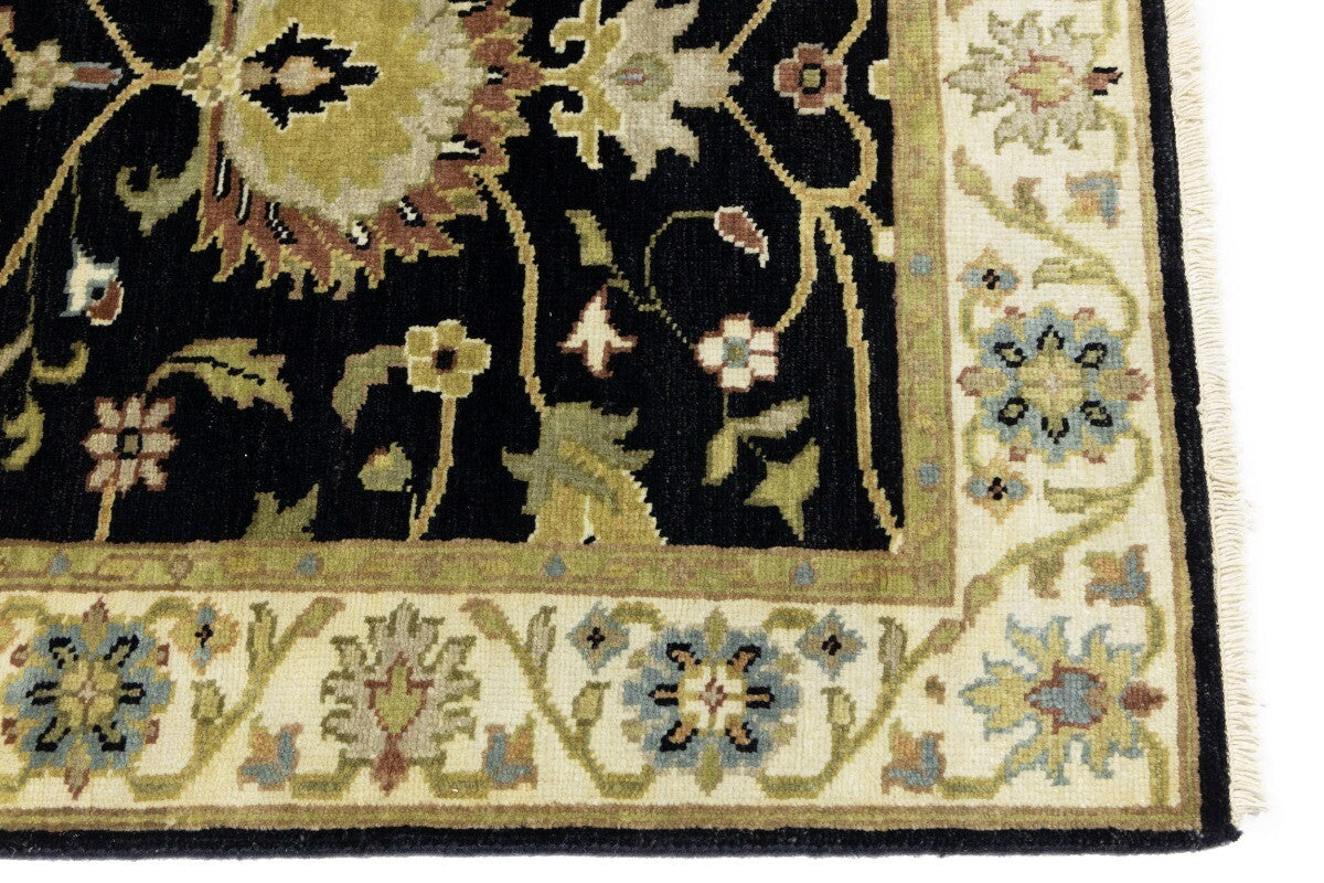 Handmade Black Osh Chobi Peshawar Rug Small