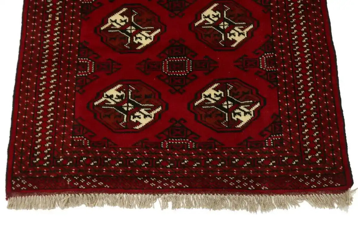 Handmade Wool Oriental Rug Red Tribal Geometric