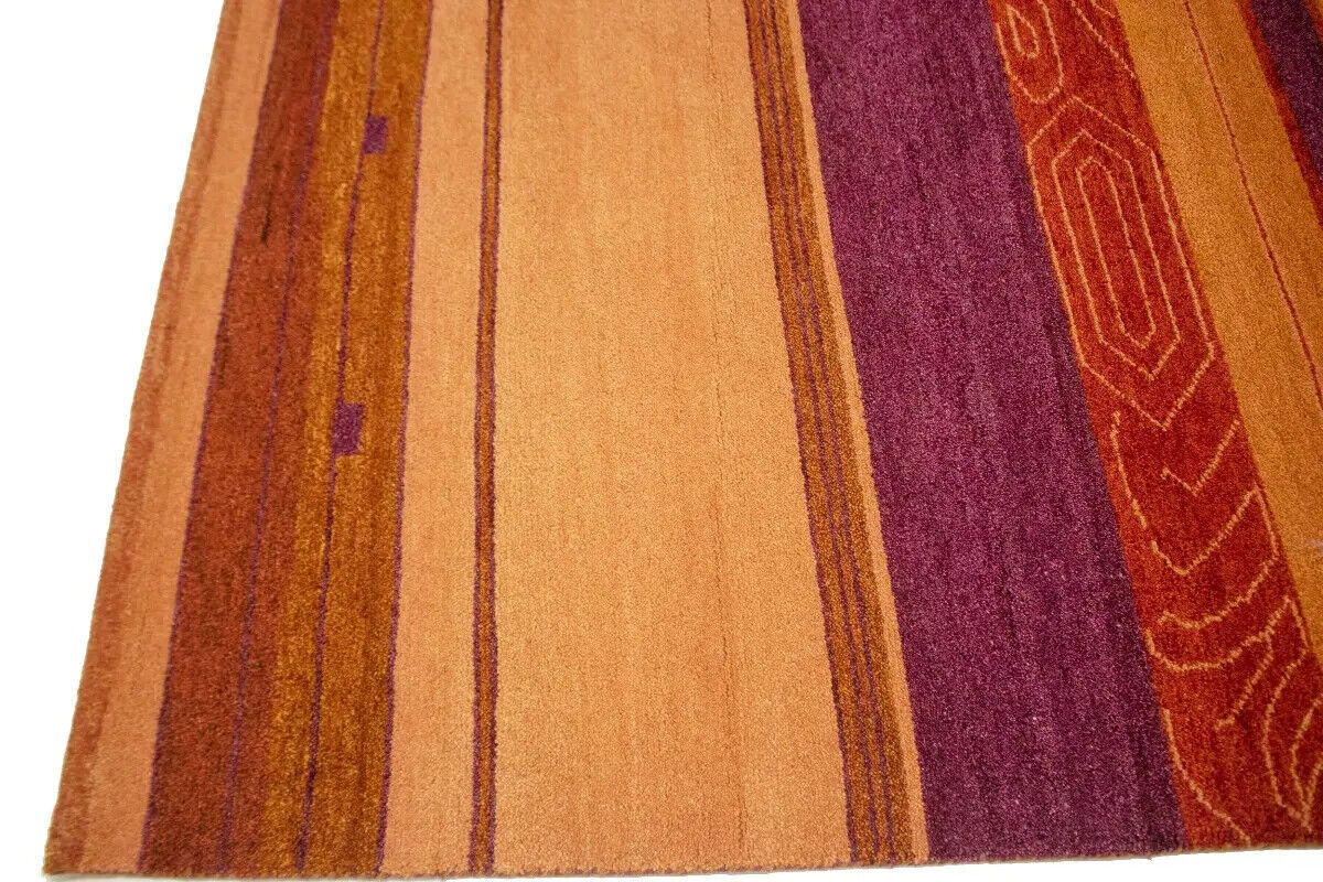 Handmade Indo-Gabbeh Oriental Rug Striped Tribal
