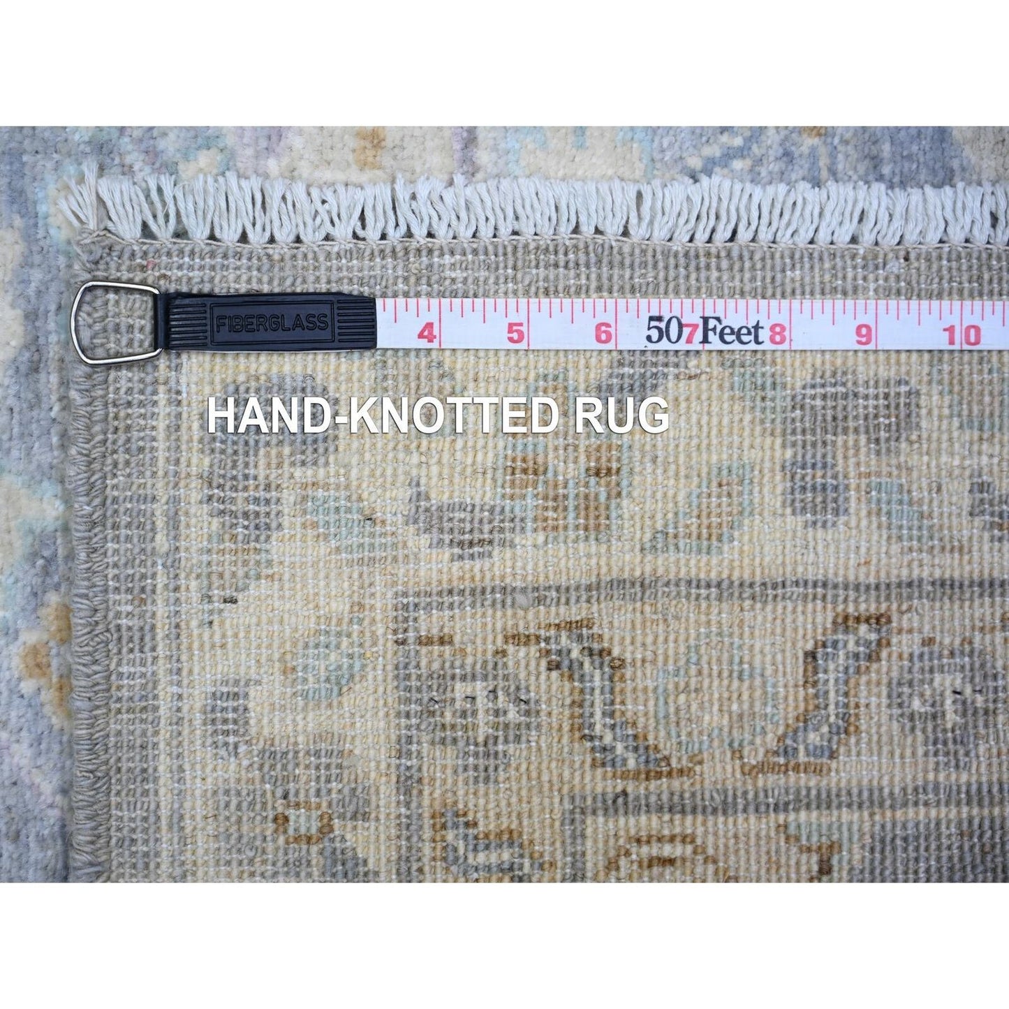 2'7"X9'6" Aegean Blue Finer Peshawar Wool Hand Knotted Runner Rug