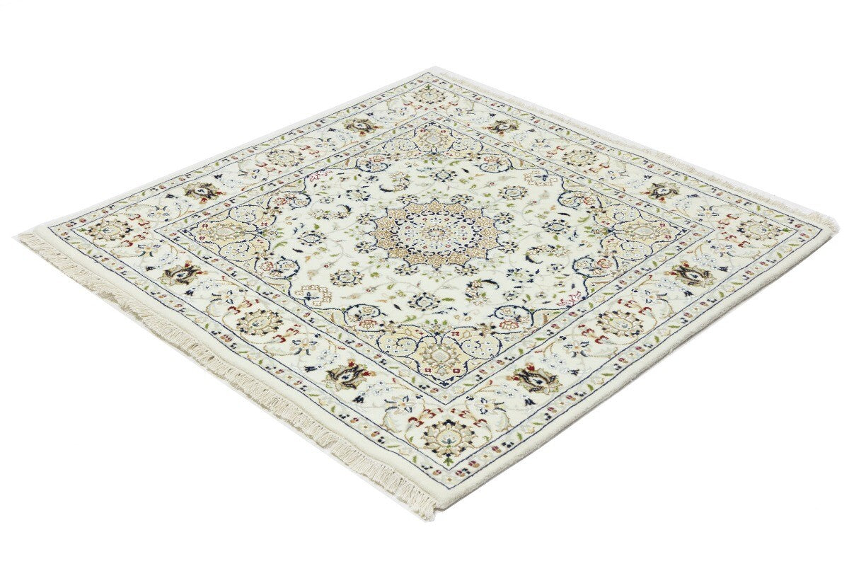 Indo-Nain Oriental Square Rug Vintage Floral