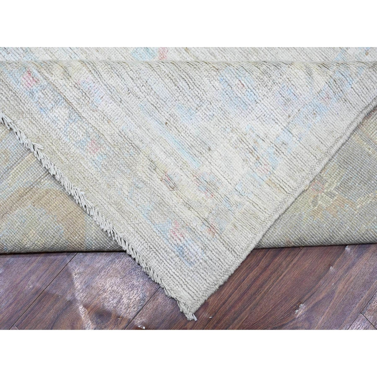 11'10"X14'10" Mineral Gray Wool Hand Knotted Angora Oushak Oversized Rug