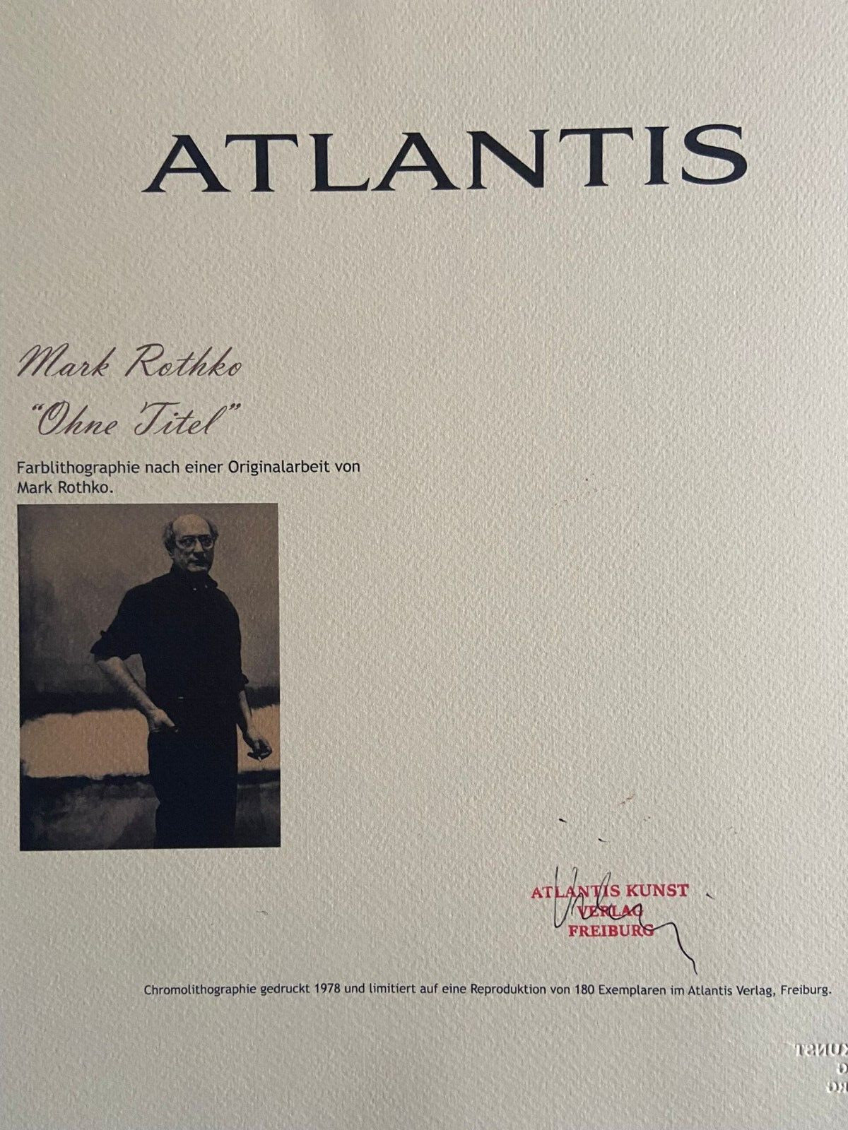 Mark Rothko Lithograph Coa Signature Stamp