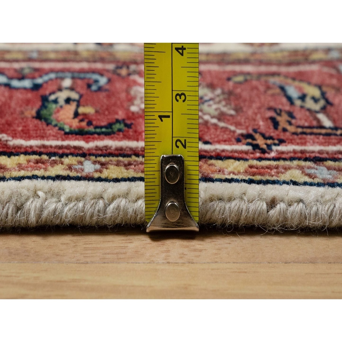 2'6"X16'1" Ivory Wool Heris Re-Creation Motifs Hand Knotted Xl Runner Rug