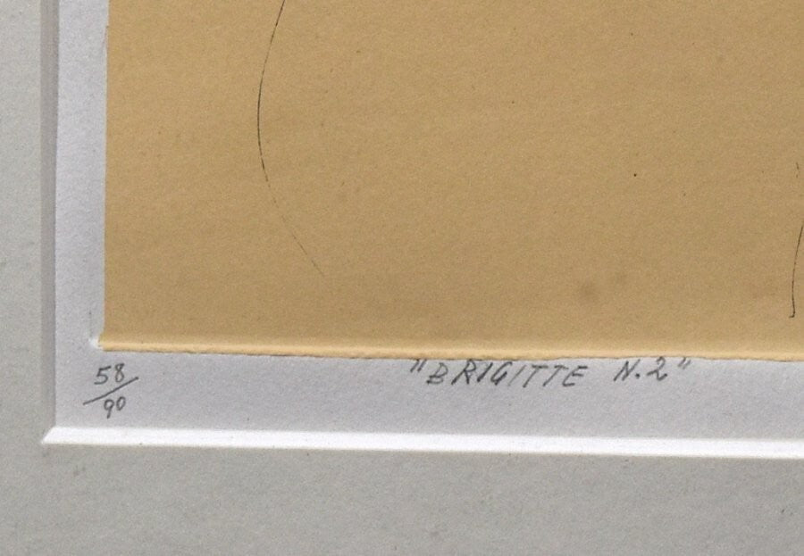 Emilio Greco (Italian) Signed Etching Print Numbered Framed 1970 Brigitte No2