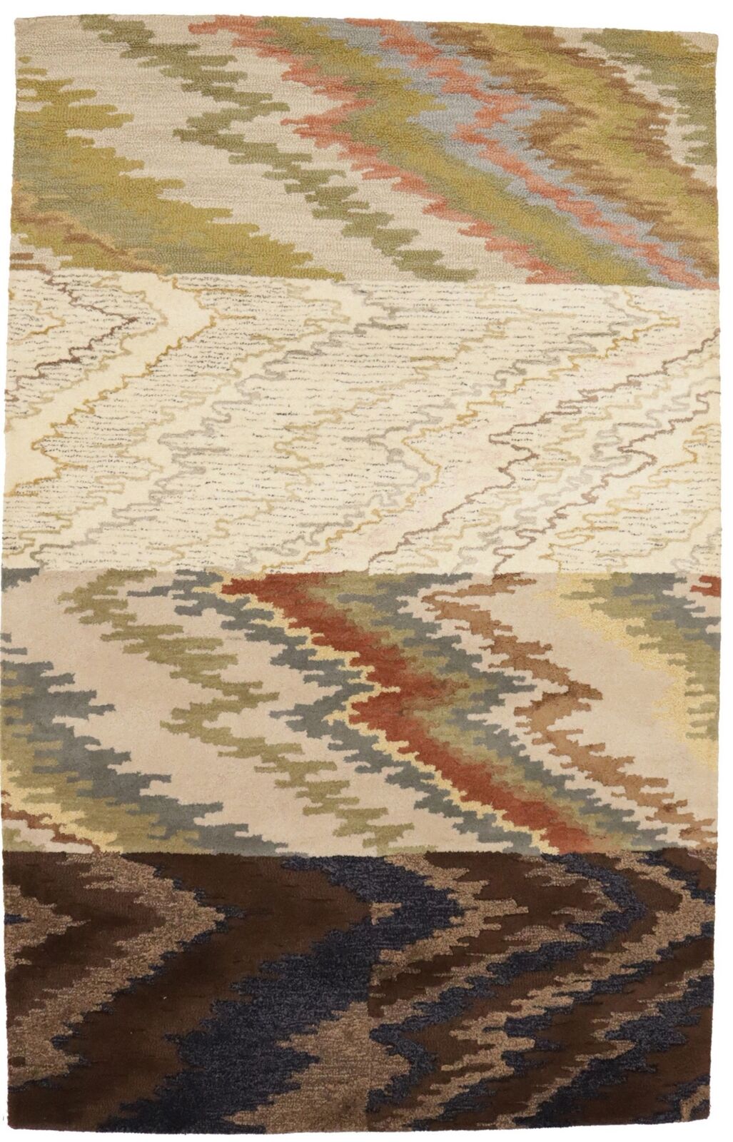 Rare Abstract Stripes Multicolored 5X8