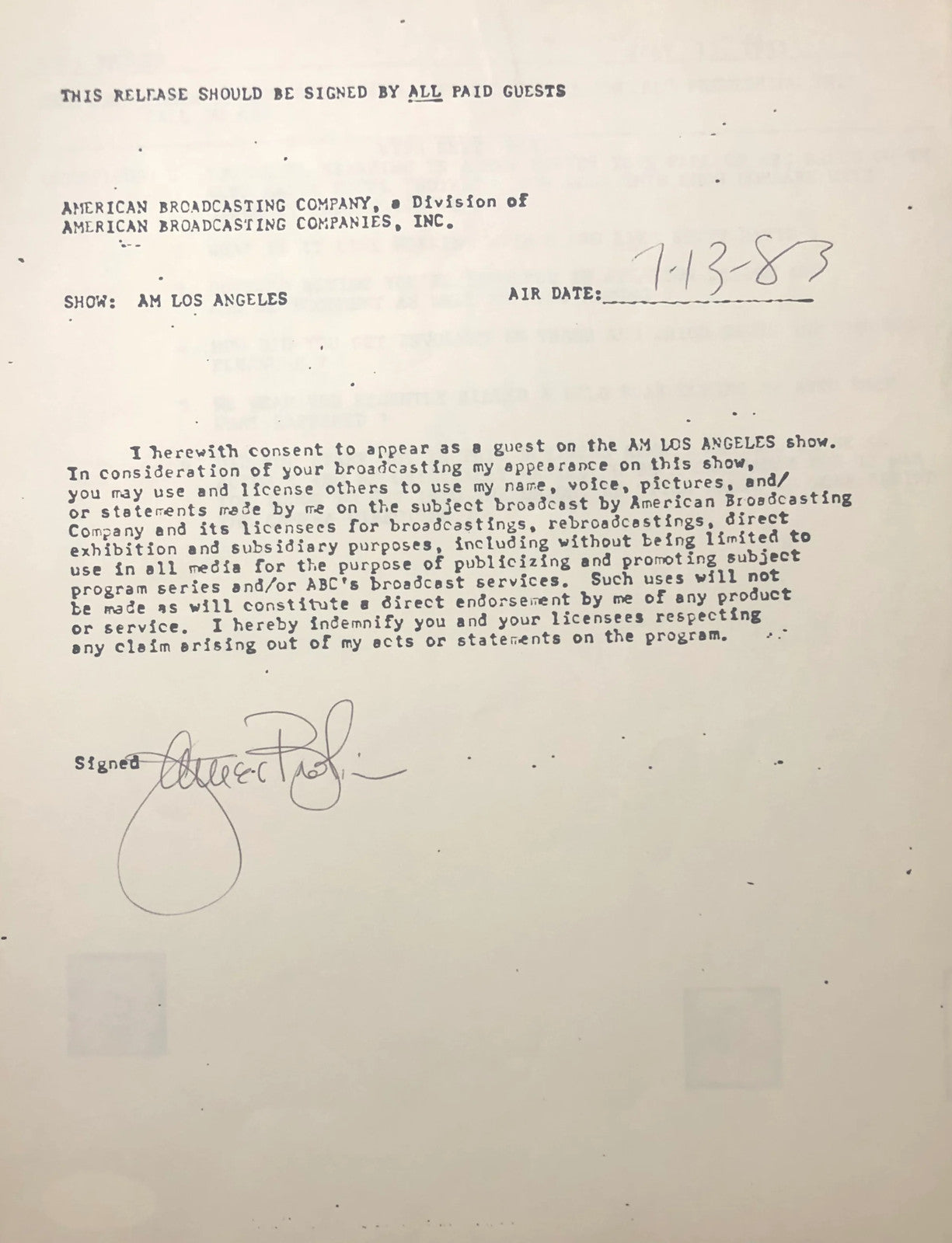James Brolin Autographed Contract (Jsa)