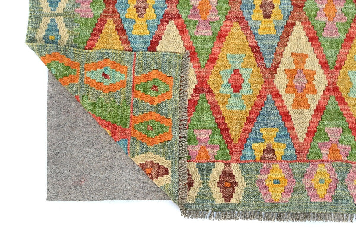 Reversible Kilim Oriental Rug Multicolored
