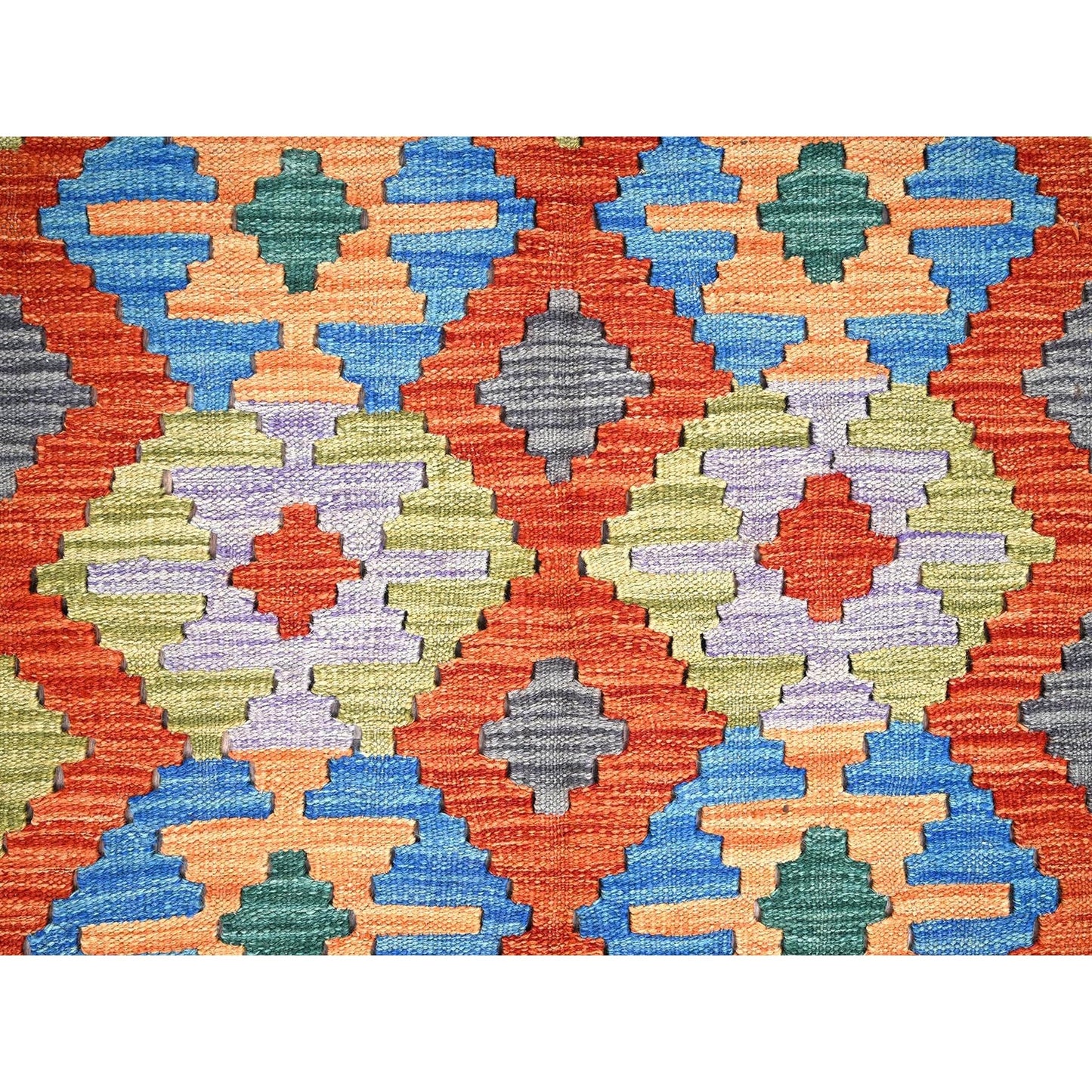 5'X6'4" Colorful Afghan Kilim Flat Weave Hand Woven Wool Reversible Rug