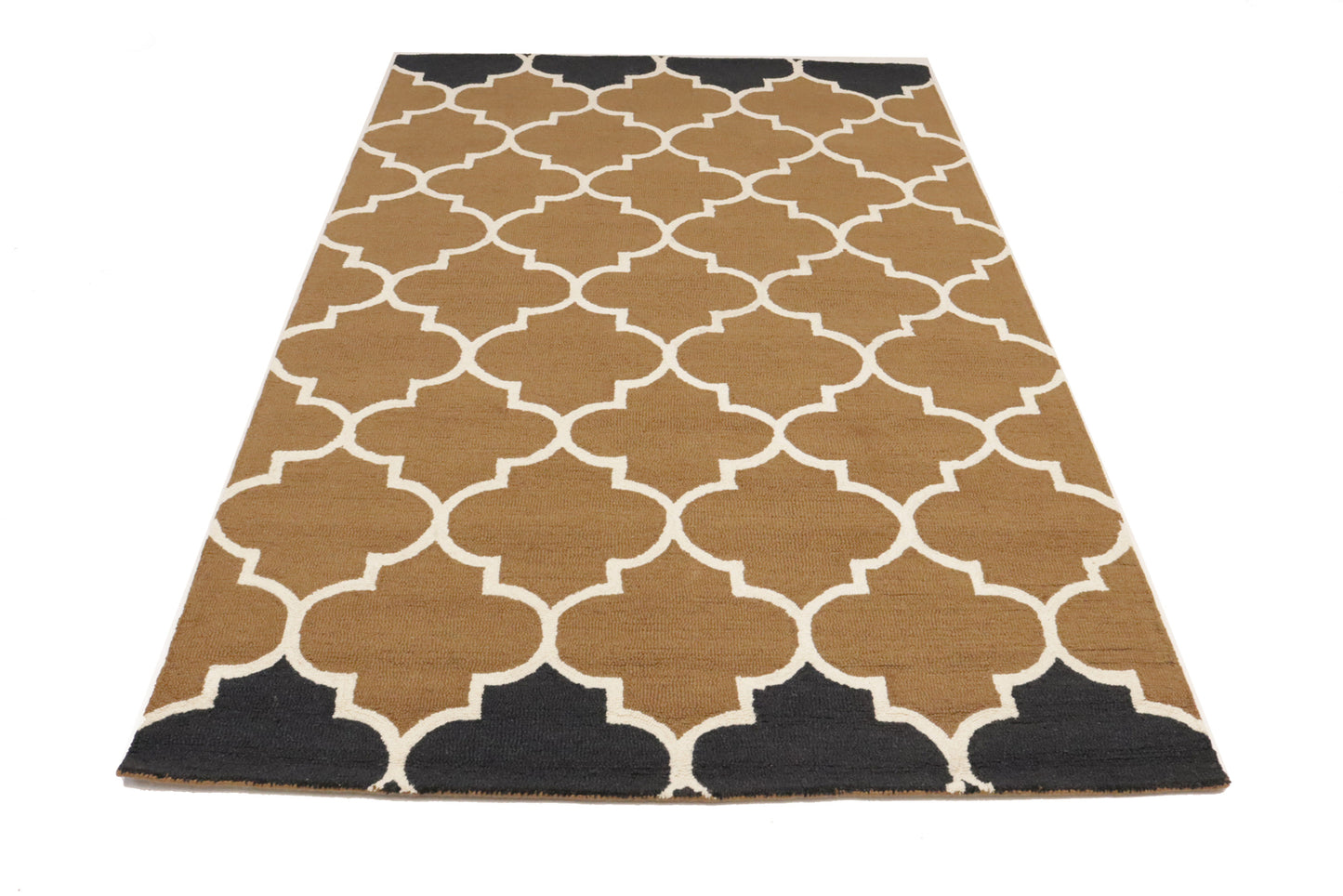 Caramel Brown Trellis Design 5X8 Hand-Tufted