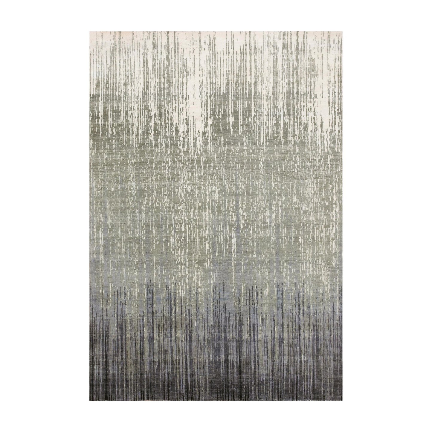 6'1"X9'2" Gray Modern Ombre Design Pure Wool Hand Knotted Rug