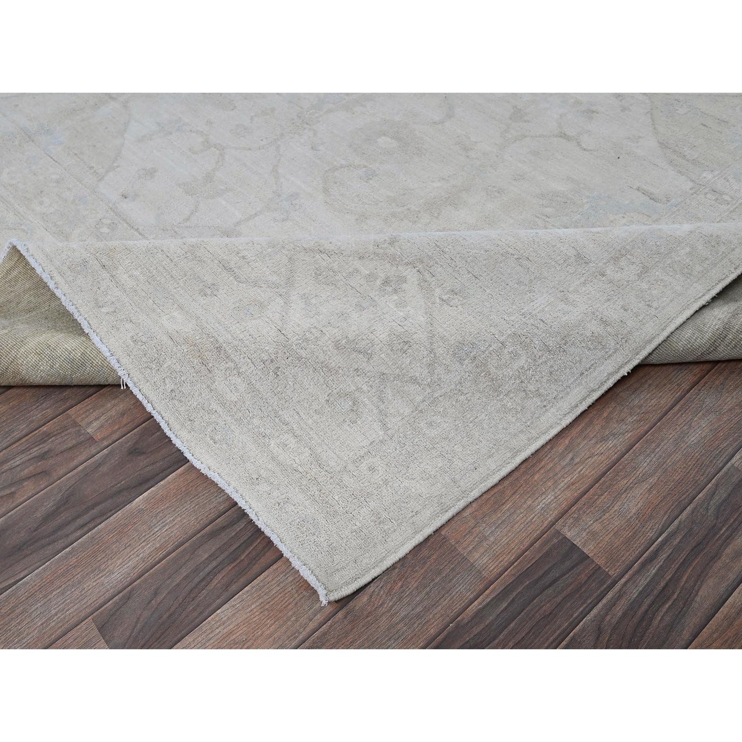 10'2"X13'9" White White Wash Peshawar Hand Knotted Pure Wool Oriental Rug