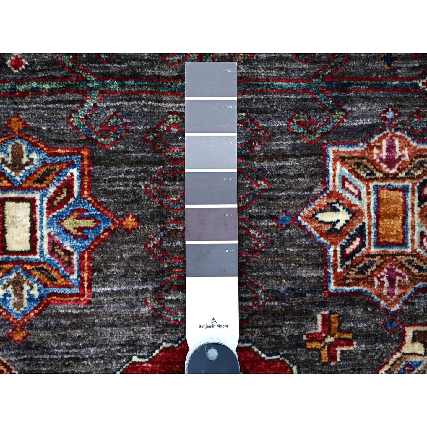 9'X12'3" Gray Tribal Medallions Hand Knotted Super Kazak Oriental Rug