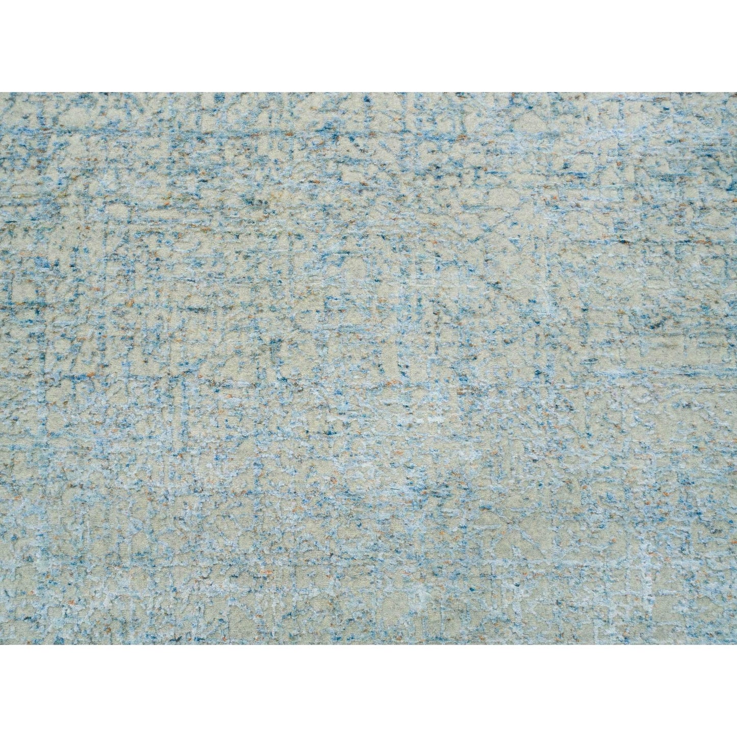 10'X10' Gray Modern Jacquard Hand Loomed Wool And Silk Square Rug
