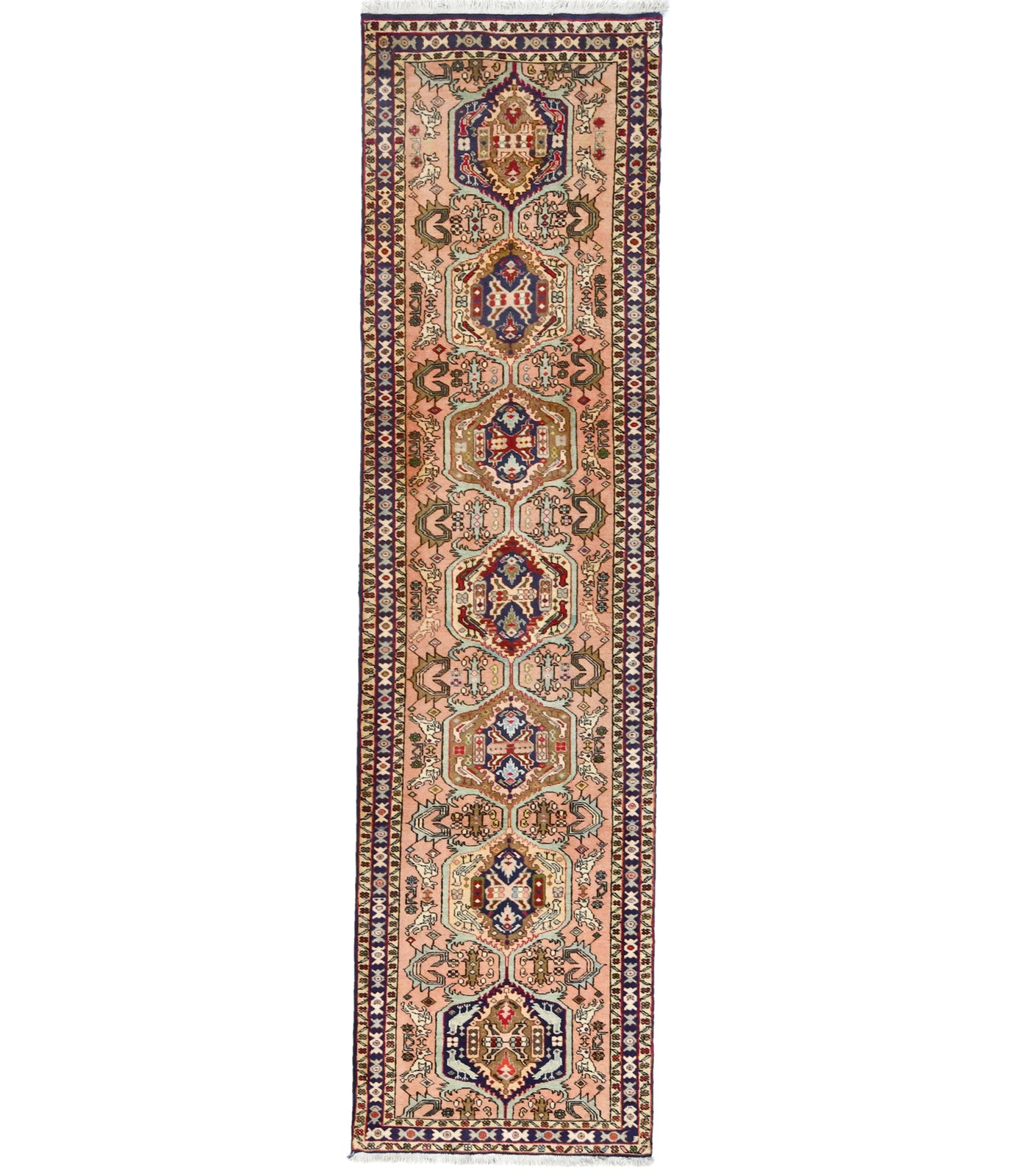 Handmade Pale Pink Oriental Runner Rug Tribal