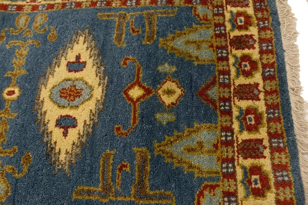 Vintage Style Geometric Kazak Runner Rug Oriental