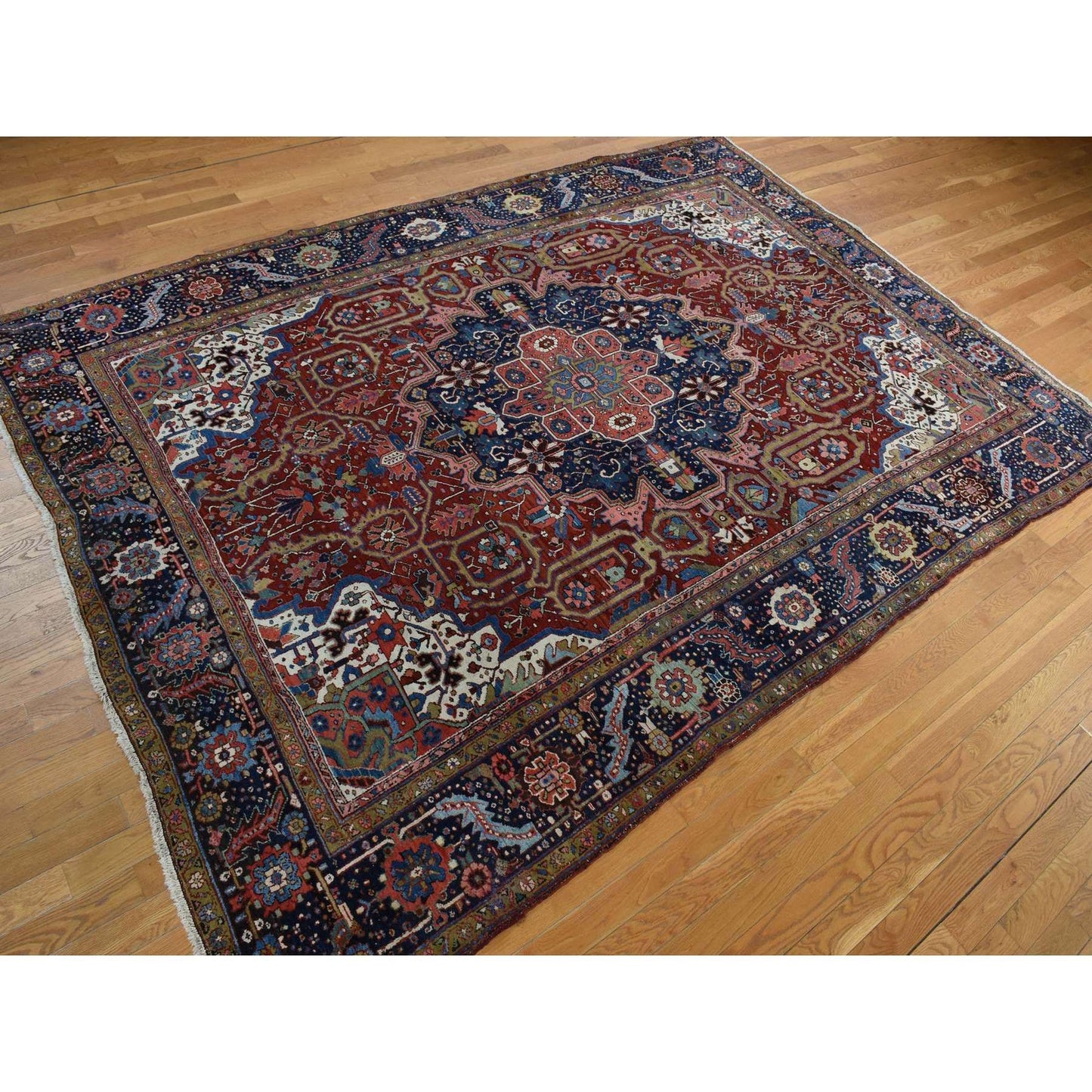 8'3"X11'9" Emboldened Red Antique Zoroastrian Soft Wool Hand Knotted Rug