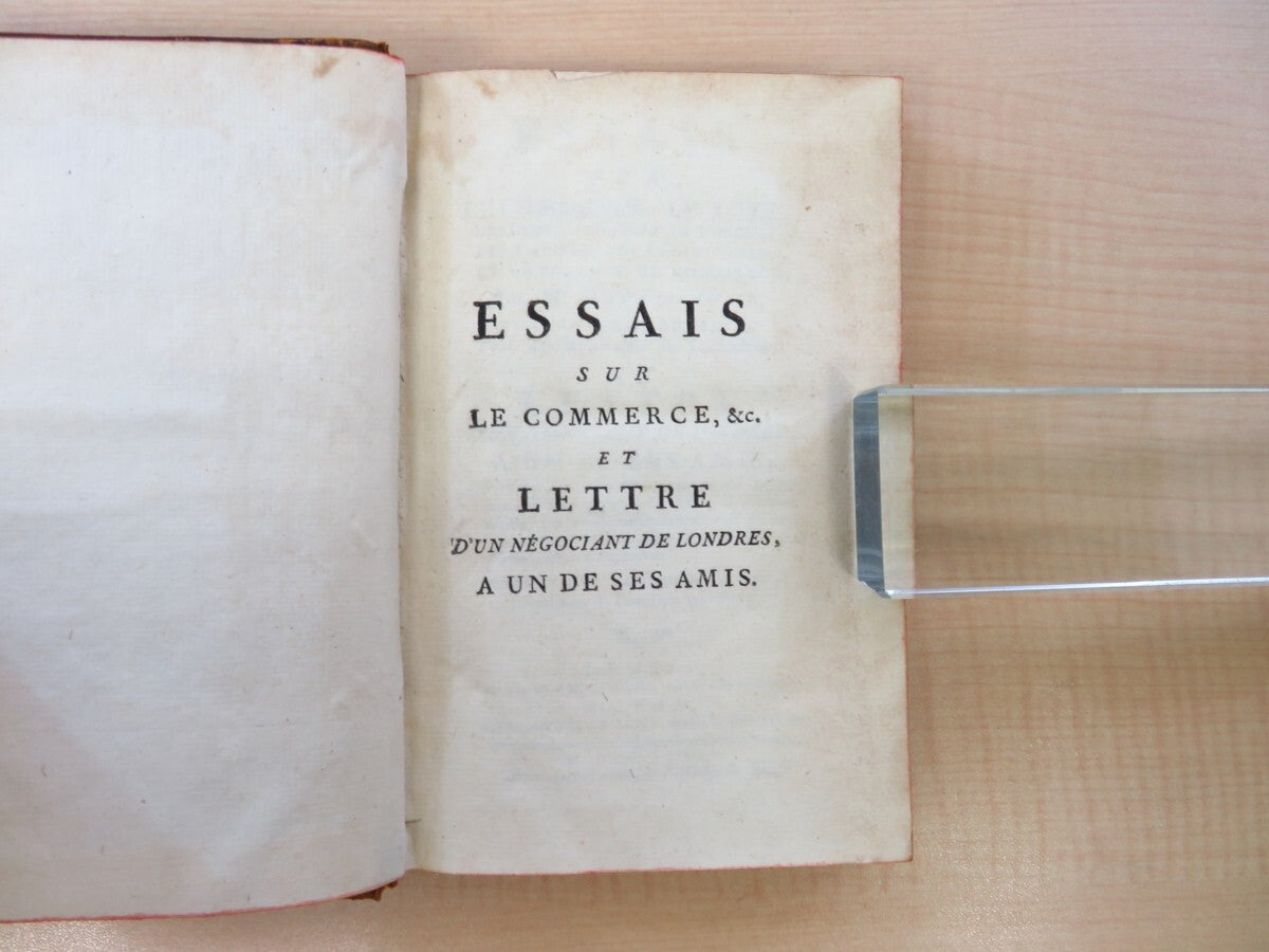 David Hume ?Essais Sur Le Commerce?, 1767, First