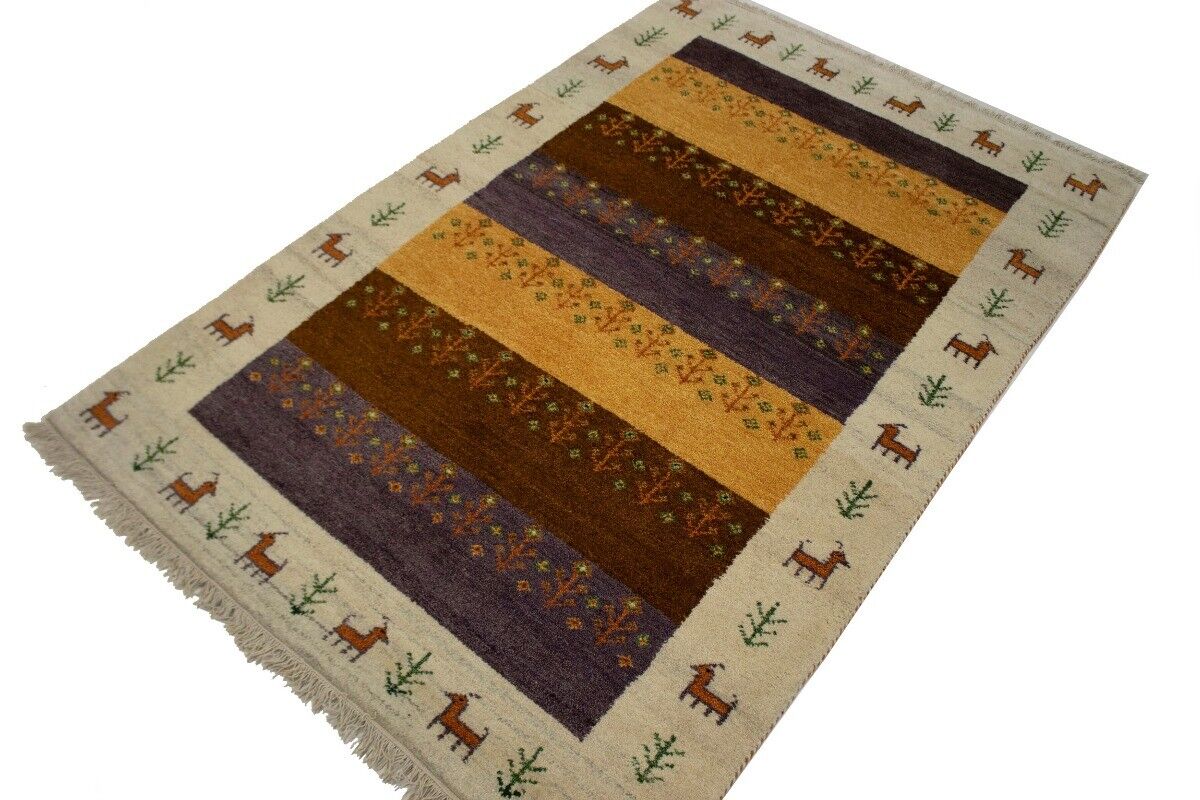 Handmade Indo-Gabbeh Tribal Design Wool Oriental