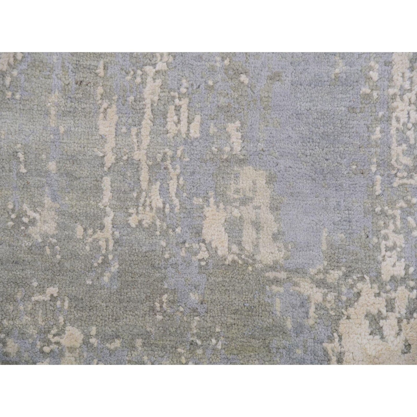 10'X10' Gray Modern Abstract Design Hand Knotted Wool And Silk Square Rug