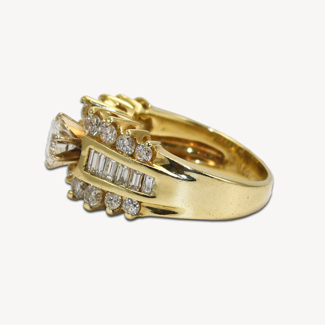 14K Yellow Gold Diamond Ring 1.60 Ct Tdw G-H