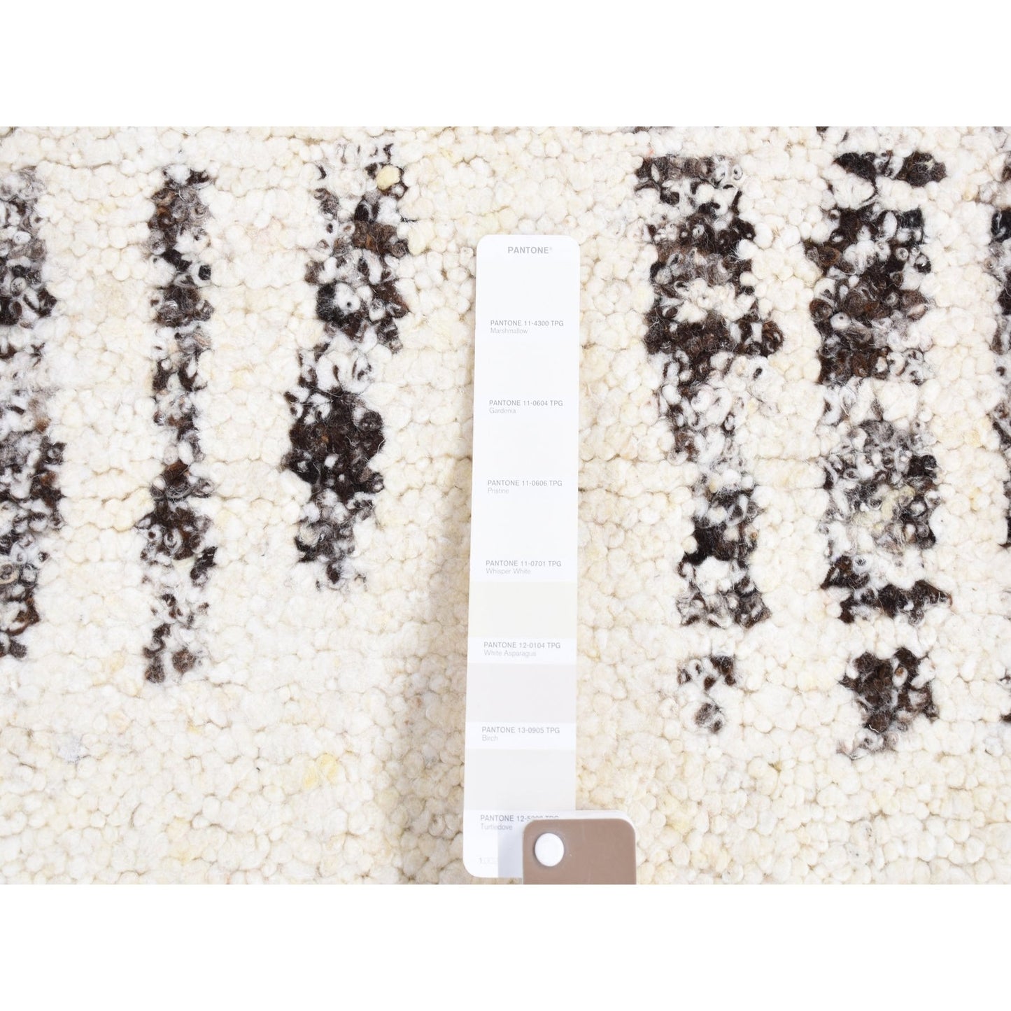 3'X3' Black Modern Erased Column Design Pure Wool Hand Knotted Rug