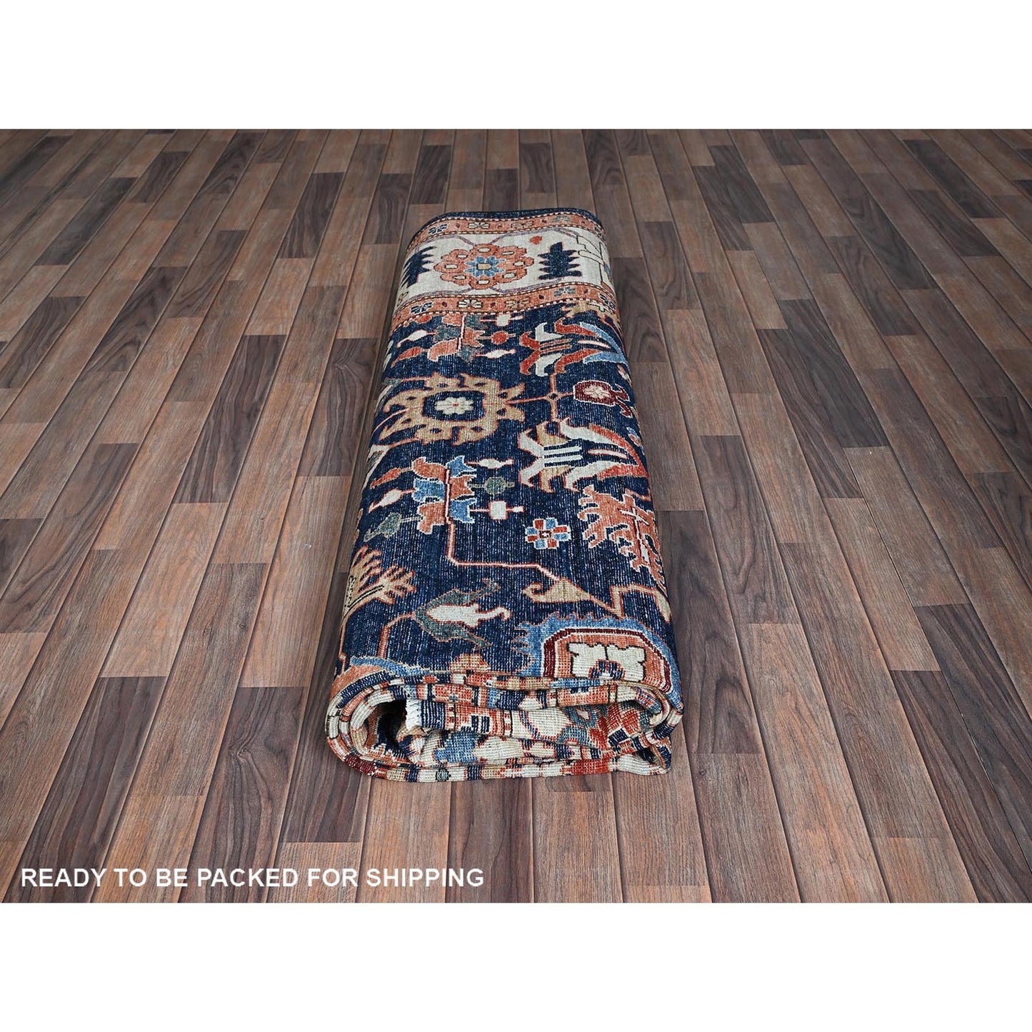 9'2"X11'10" Yale Blue Northwest Zoroastrian Design Wool Hand Knotted Rug