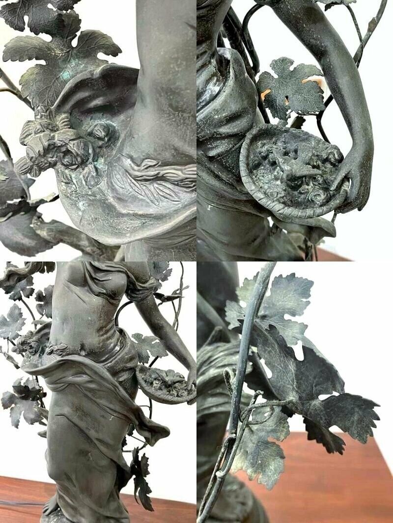 Antique French Bronze Statue Lamp Auguste Moreau