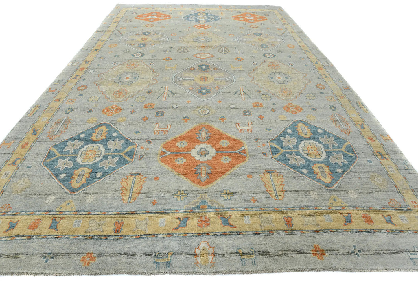 Handmade Oushak Pakistan Rug Muted Colors Floral