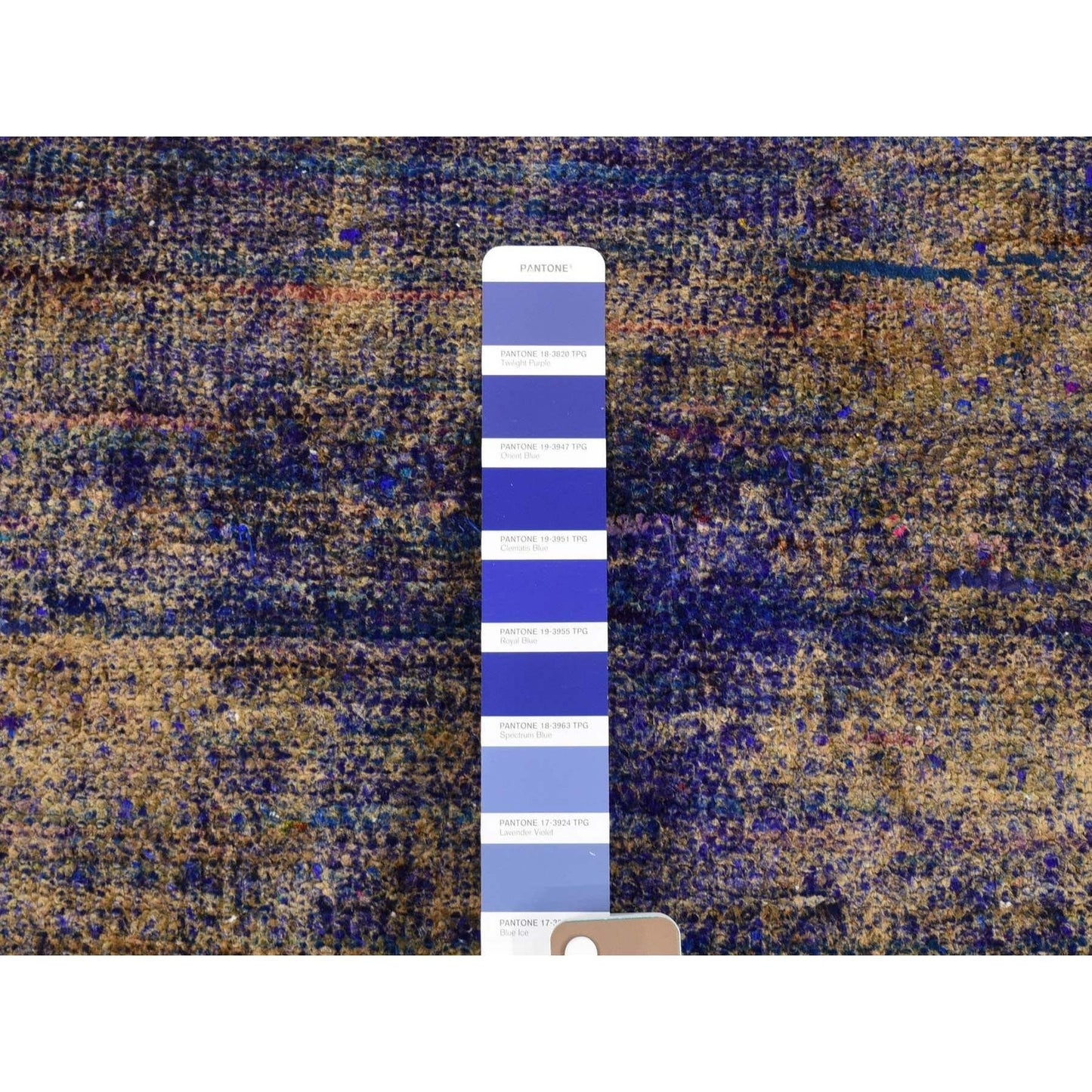 8'9"X12' Purple With Gold Modern Design Sari Silk Hand Knotted Rug