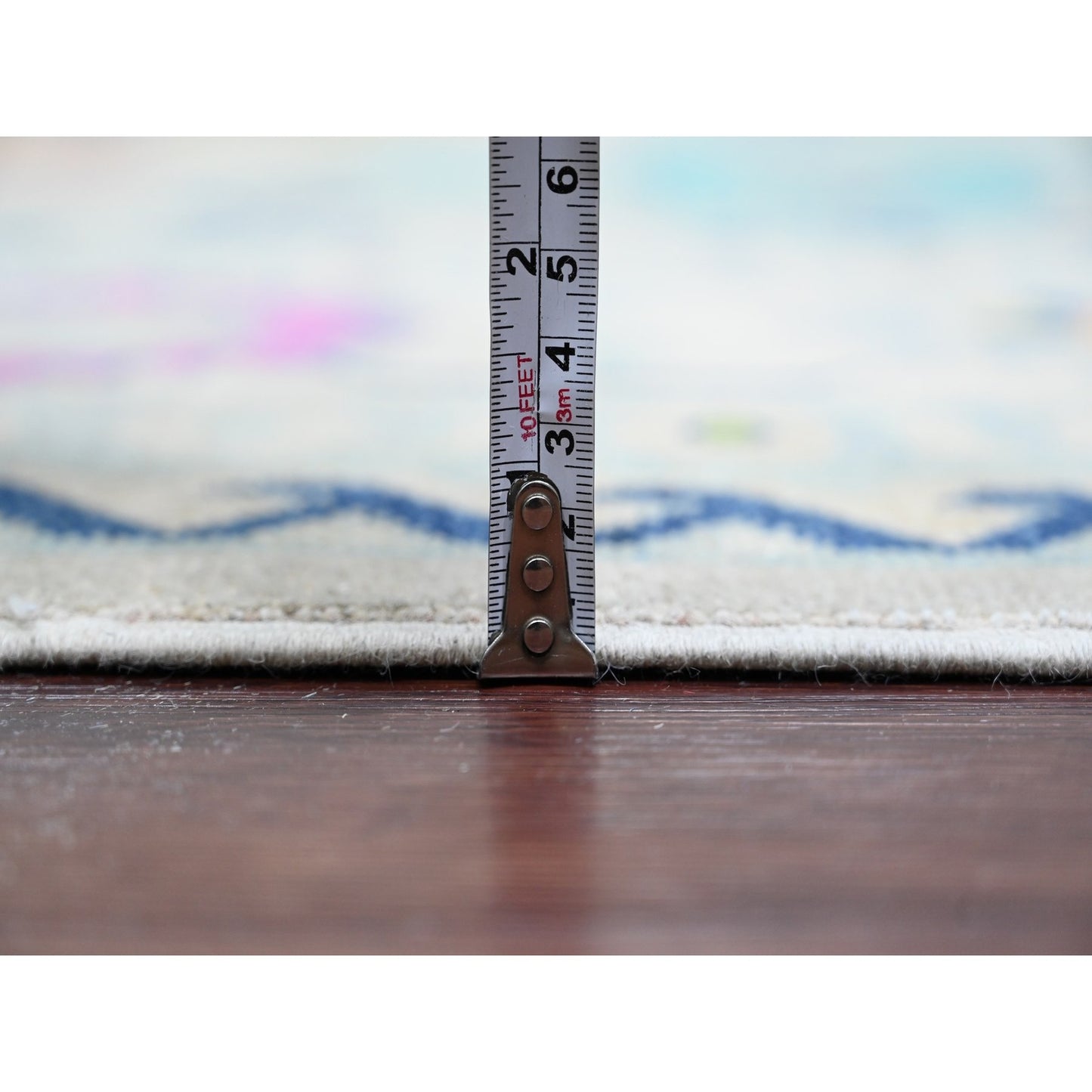 9'7"X13'4" Gray Fusion Kazak Caucasian Design Pure Wool Hand Knotted Rug