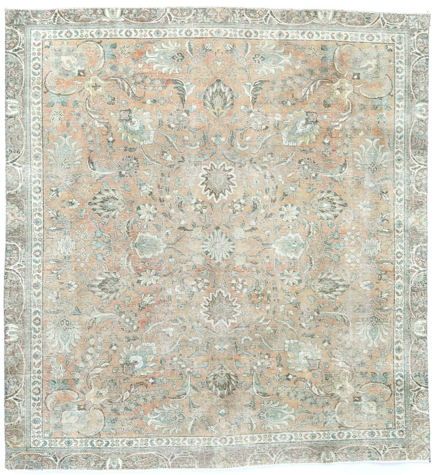 Distressed Vintage Oriental Rug Floral Style
