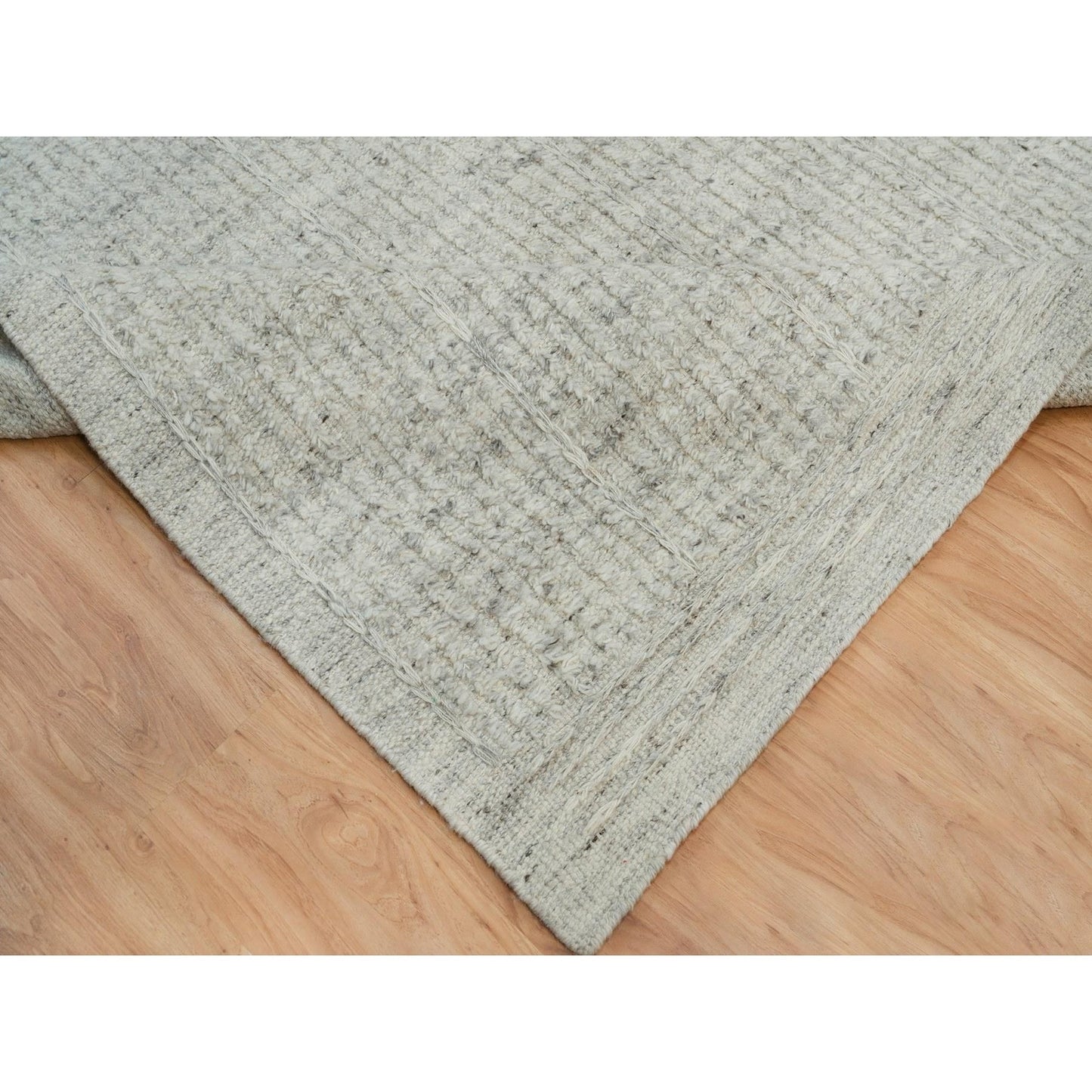 12'X14'10" Platinum Gray Cord Collection Wool Hand Woven Oversized Rug