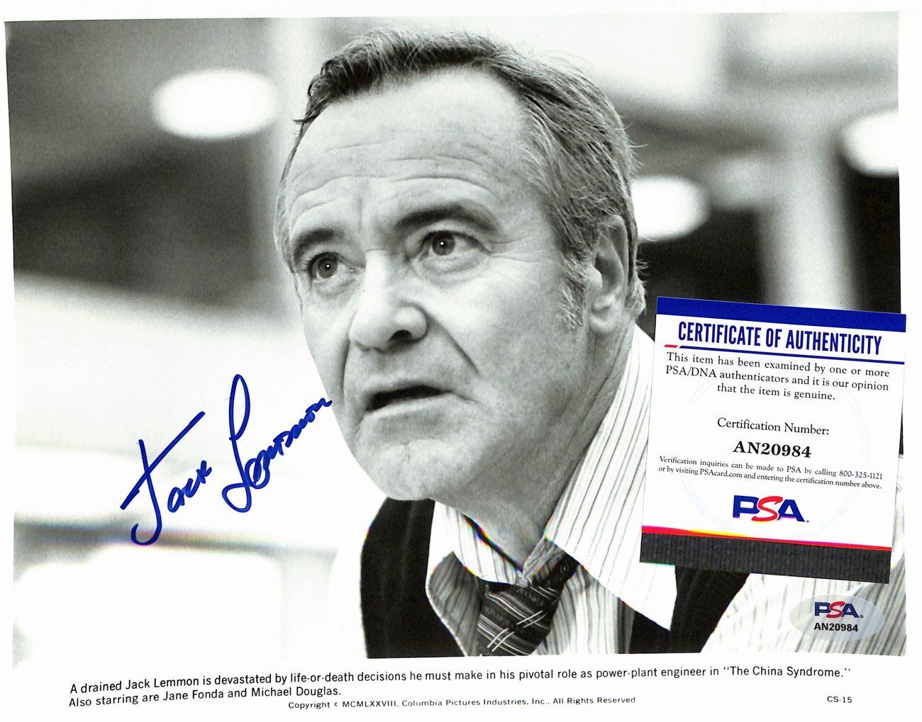 Jack Lemmon Signed/Auto 8X10 Photo "The China