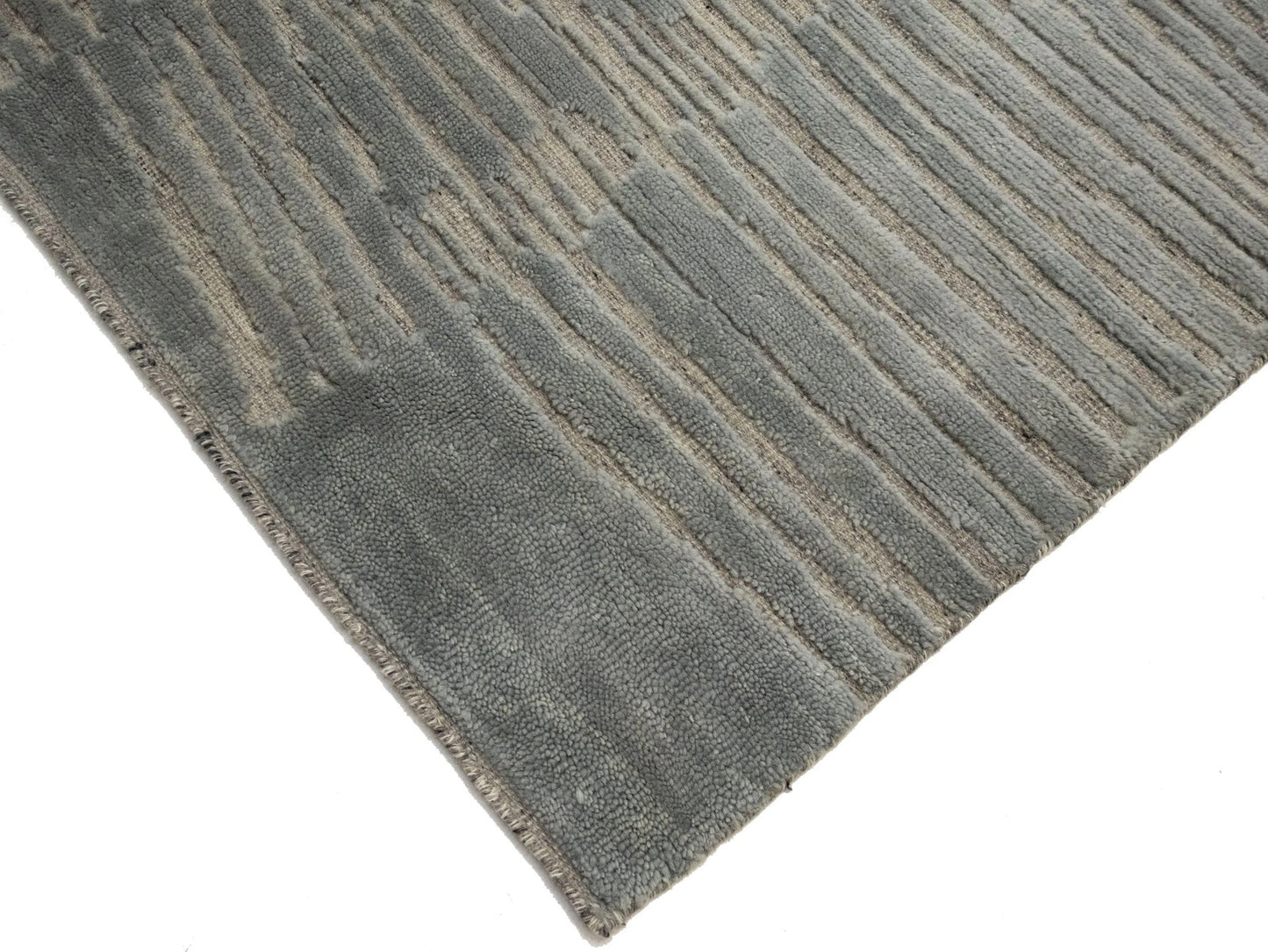 Bas-Relief Modern Gray Wool Hand-Knotted 6X9 Ft