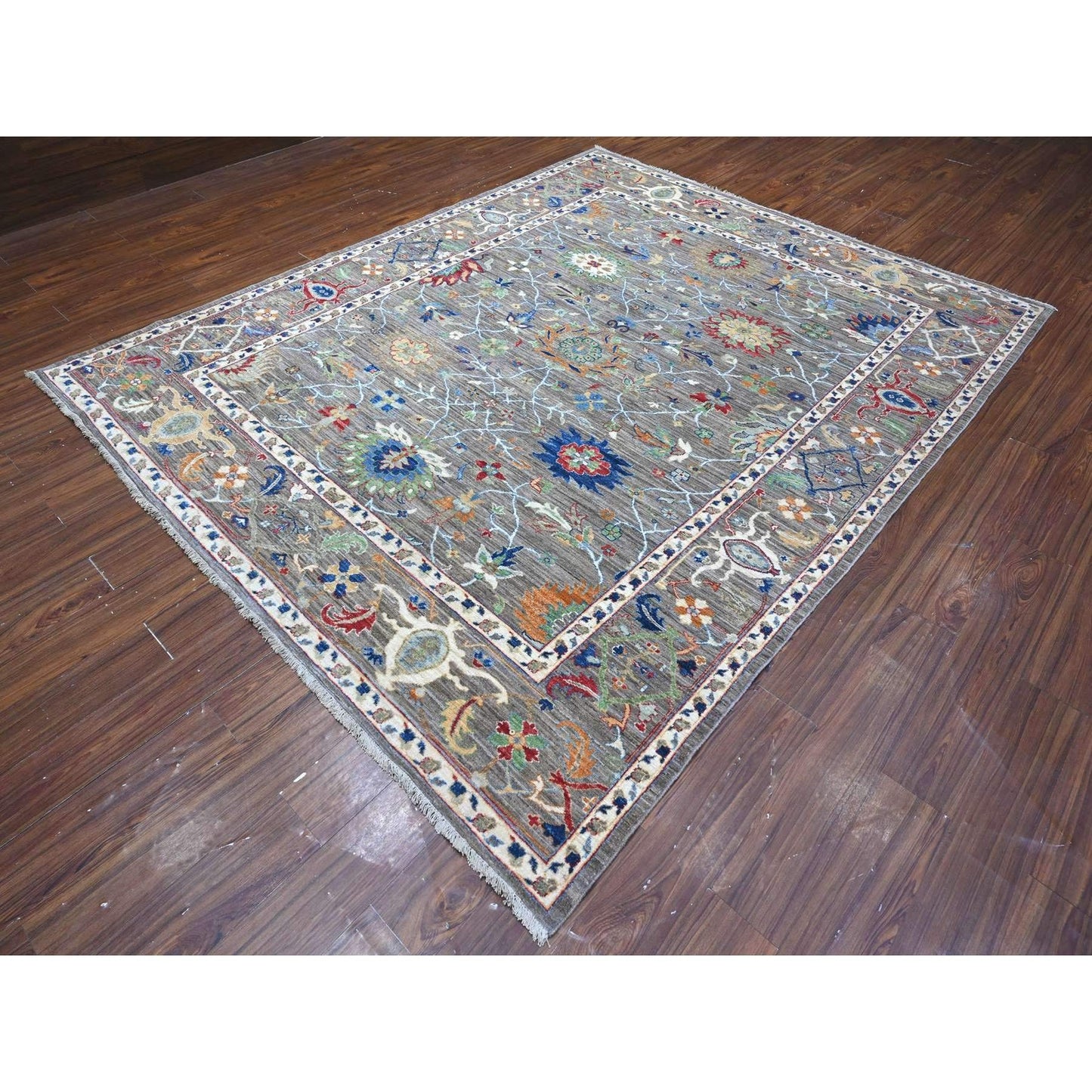 8'1"X10' Gray Aryana Ziegler Mahal Hand Knotted Shiny Wool Oriental Rug