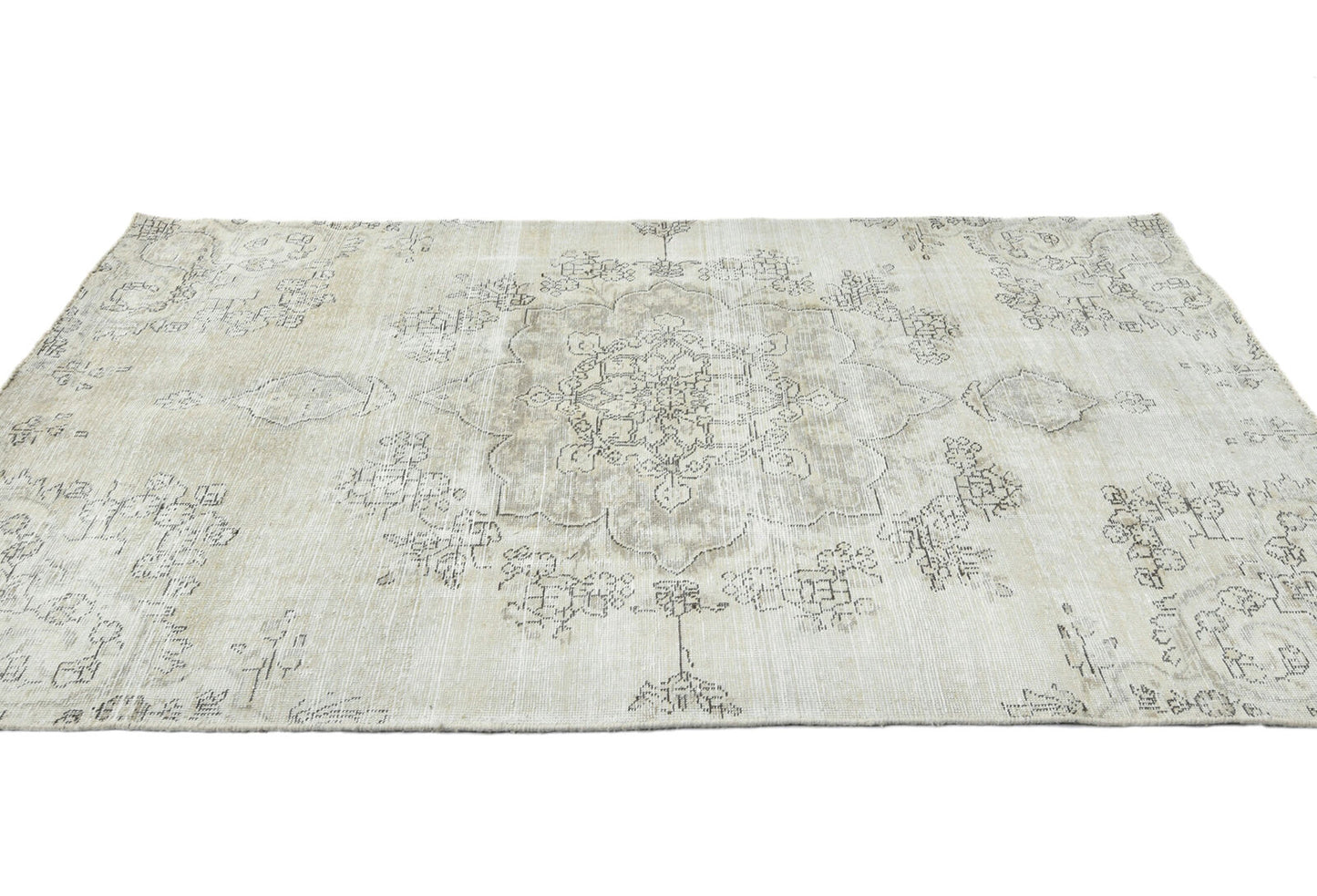 Distressed Vintage Medallion Floral Oriental Rug