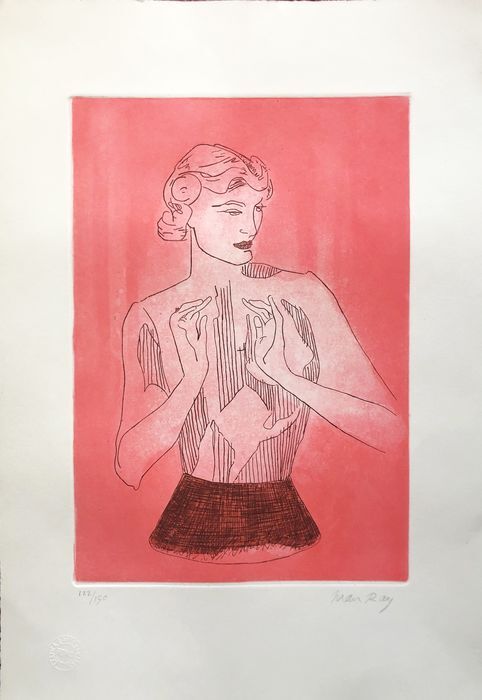 Man Ray Etching Coa Hand Signed Limited Edition
