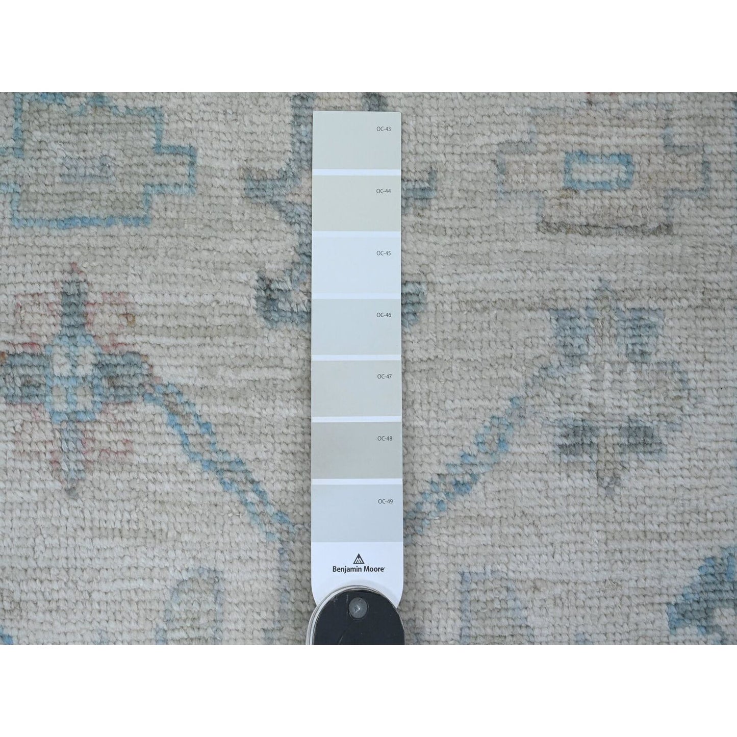 2'10"X11'7" White Hand Knotted Angora Oushak Leaf Design Wool Runner Rug
