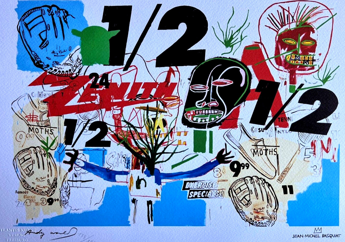 Andy Warhol & Jean-Michel Basquiat Coa Lithograph Signed Numbered
