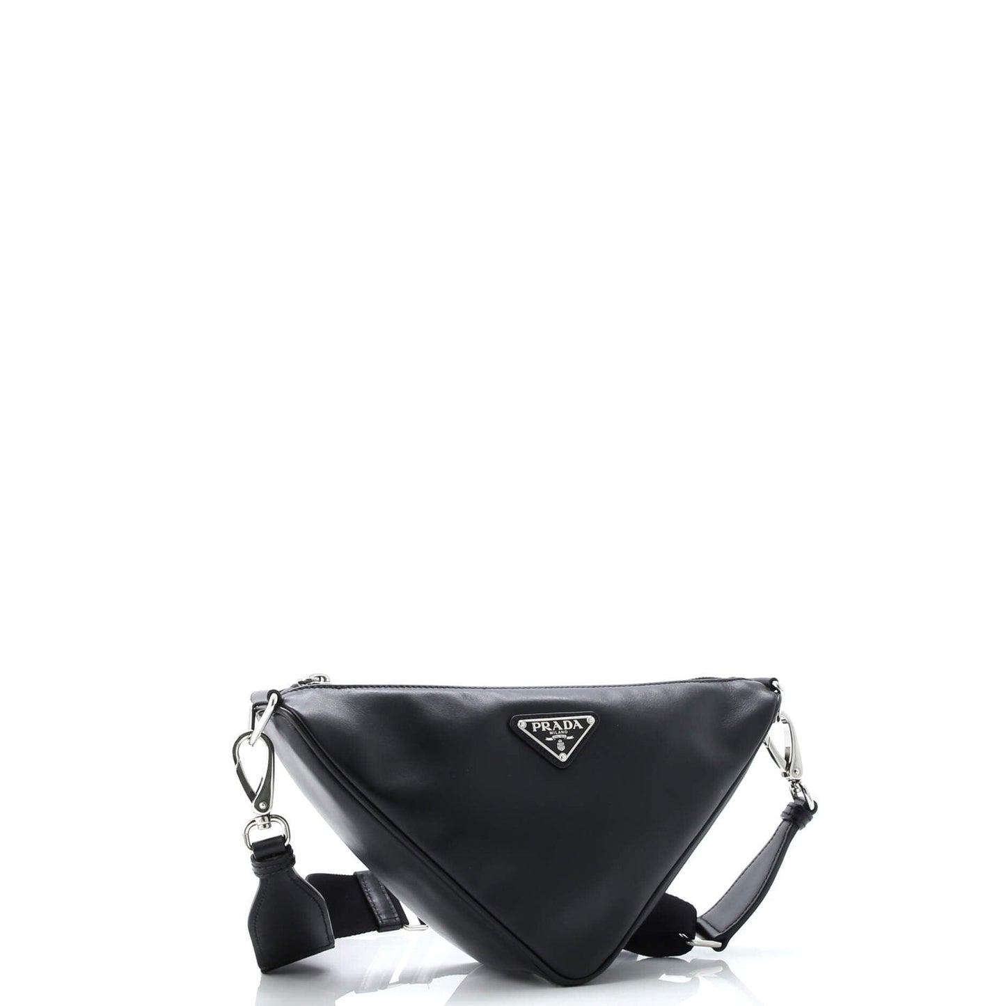 Prada Triangle Logo Zip Crossbody Bag Soft Leather Small